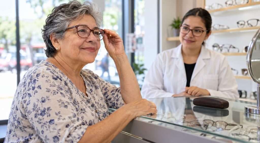 Mujer de 67 años recibe descuento en lentes sin credencial INAPAM