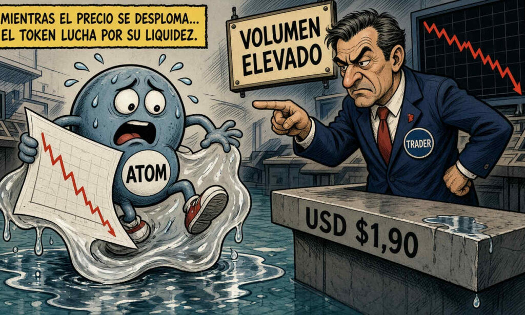 ATOM retrocede 4.28% y se ubica en 1.91 dólares con repunte en volumen de negociación