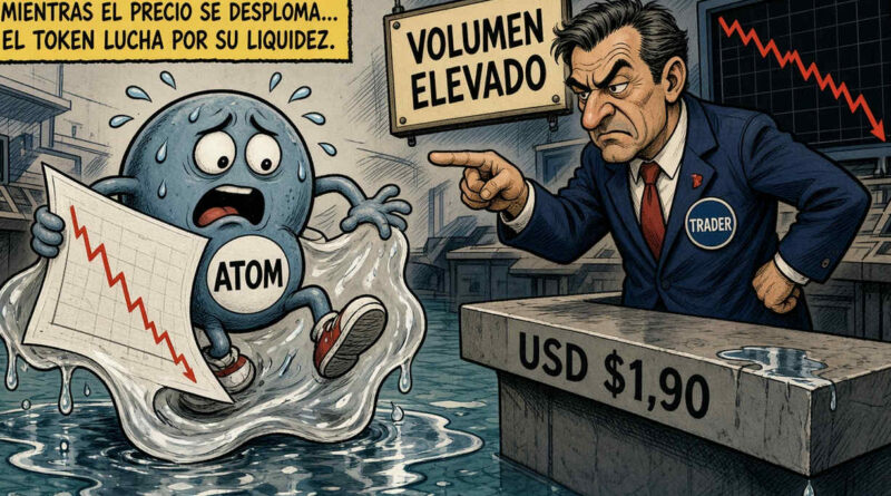 ATOM retrocede 4.28% y se ubica en 1.91 dólares con repunte en volumen de negociación