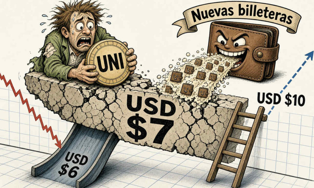 UNI registra récord de billeteras nuevas, pero cotiza por debajo de USD $7